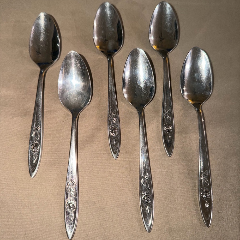 Oneida Community Stainless Flatware My Rose lot of 6 Teaspoons